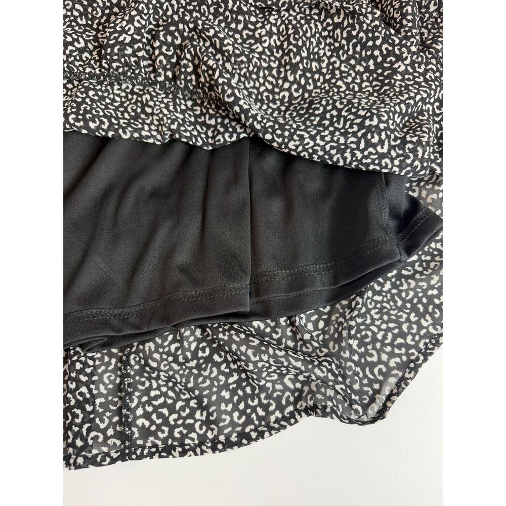 Jodifl Women's Long Sleeve Tiered Cheetah Print Dress Black White Size S - Picture 3 of 12